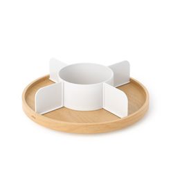 Organisateur circulaire en peuplier naturel et blanc, Ø 12 x 10 cm | Bellwood