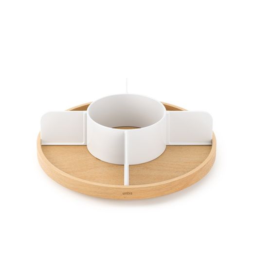 Organisateur circulaire en peuplier naturel et blanc, Ø 12 x 10 cm | Bellwood