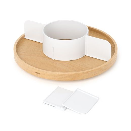 Organisateur circulaire en peuplier naturel et blanc, Ø 12 x 10 cm | Bellwood