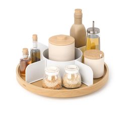 Organisateur circulaire en peuplier naturel et blanc, Ø 12 x 10 cm | Bellwood