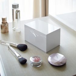 Organisateur de salle de bain en ABS blanc, 16 x 10 x 9 cm | Voile