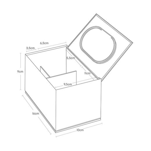 Organisateur de salle de bain en ABS blanc, 16 x 10 x 9 cm | Voile