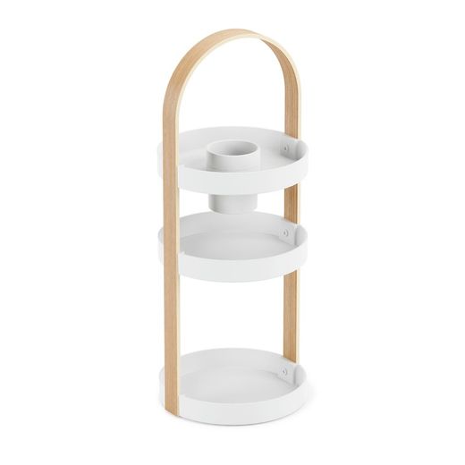 Organizador de cosméticos de ABS en blanco y natural, Ø 20 x 50 cm | Bellwood