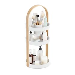 ABS cosmetic organizer in white and natural, Ø 20 x 50 cm | Bellwood