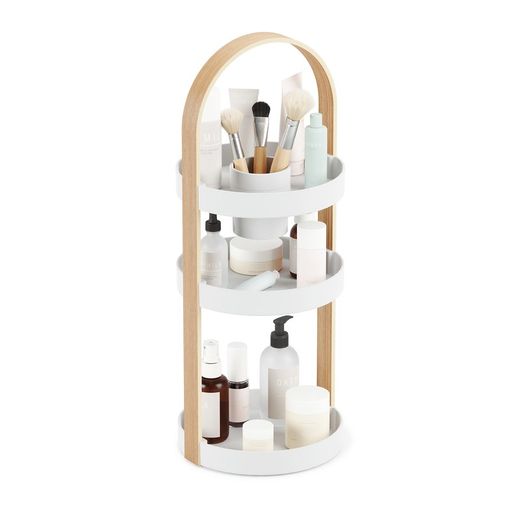 ABS cosmetic organizer in white and natural, Ø 20 x 50 cm | Bellwood