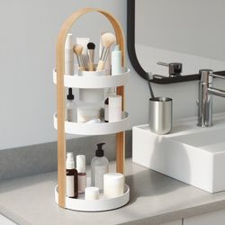 ABS cosmetic organizer in white and natural, Ø 20 x 50 cm | Bellwood