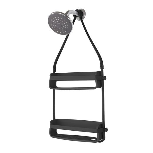 Black ABS shower caddy, 31 x 9 x 65 cm | flex