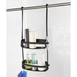 Black ABS shower caddy, 31 x 9 x 65 cm | flex