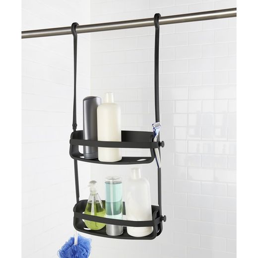 Black ABS shower caddy, 31 x 9 x 65 cm | flex