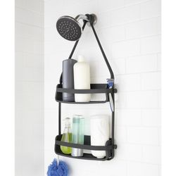 Black ABS shower caddy, 31 x 9 x 65 cm | flex