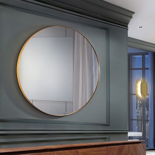 ORIO-ronde gouden wandspiegel, 4x120x120 cm