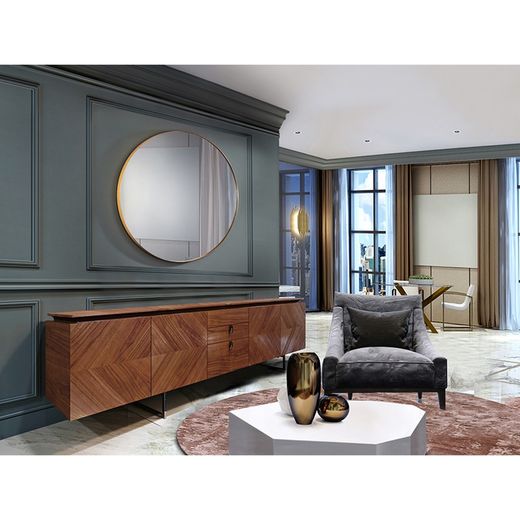 ORIO-ronde gouden wandspiegel, 4x120x120 cm