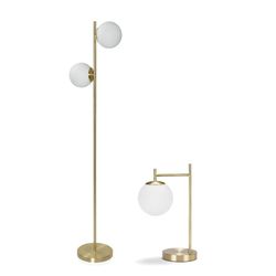 Pack de 2 Lámparas de metal dorado y Globo de Vidrio