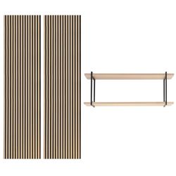 Set van 2 akoestische panelen in licht naturel, 240 cm hoog en 1 plank L | akoestisch geluid