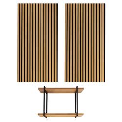 Lot de 2 panneaux acoustiques naturels hauteur 120 cm et 1 étagère | son acoustique
