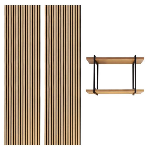 Set van 2 natuurlijke akoestische panelen van 240 cm hoog en 1 plank | akoestisch geluid