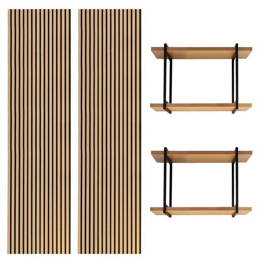 Set van 2 natuurlijke akoestische panelen van 240 cm hoog en 2 planken | akoestisch geluid