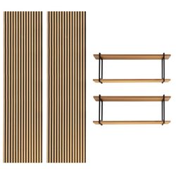 Set van 2 natuurlijke akoestische panelen van 240 cm hoog en 2 L-planken | akoestisch geluid