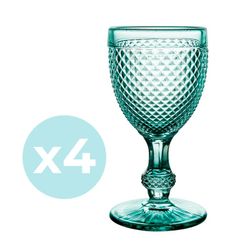 Συσκευασία με 4 ποτήρια κρασιού Mint Green Bicos Red Wine, Ø7,7x15,3cm