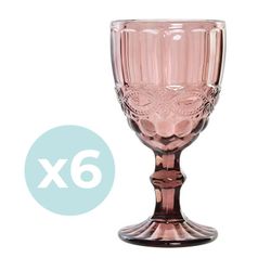 Pack of 6 crystal water glasses in pink | Cabral