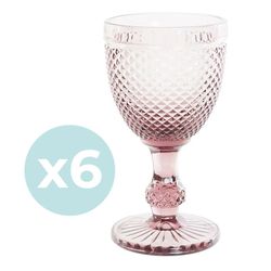 Pack of 6 crystal water glasses in pink | Da Gama