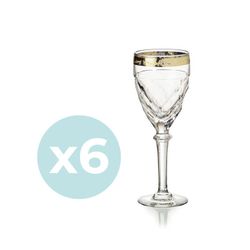 Pack of 6 crystal white wine glasses in gold | Palazzo Gold