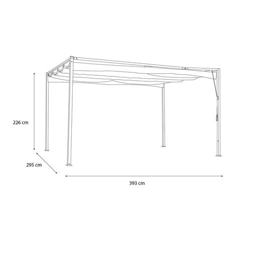 Chillvert Steel Rodas Εξωτερική Πέργκολα με Συρόμενη Τέντα 393x295x225 cm