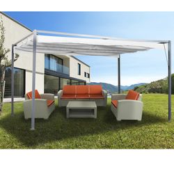 Chillvert Steel Rodas Εξωτερική Πέργκολα με Συρόμενη Τέντα 393x295x225 cm
