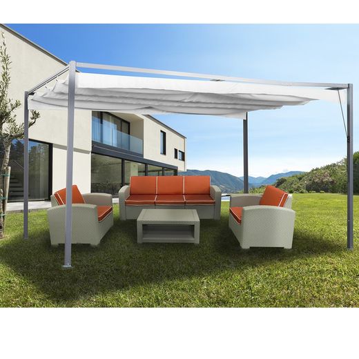 Chillvert Steel Rodas Εξωτερική Πέργκολα με Συρόμενη Τέντα 393x295x225 cm