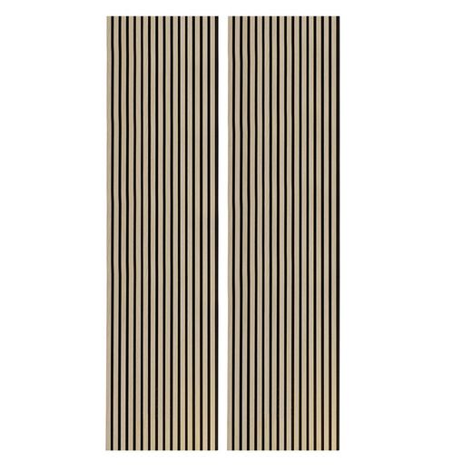Panel acústico decorativo de madera en natural claro y negro, 60 x 2,2 x 240 cm | Acustic sound