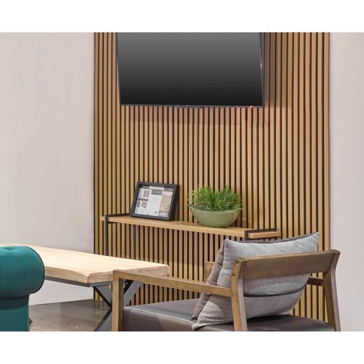 Painel acústico decorativo em madeira natural e preto, 60 x 2,2 x 240 cm | som acústico