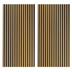 Madeira natural clara e painel acústico decorativo preto, 60 x 2,2 x 120 cm | som acústico