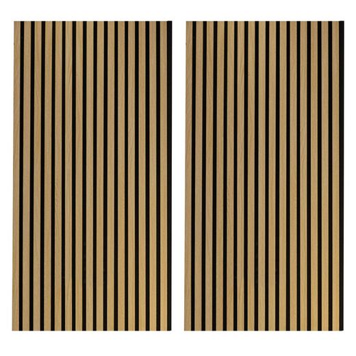 Madeira natural clara e painel acústico decorativo preto, 60 x 2,2 x 120 cm | som acústico
