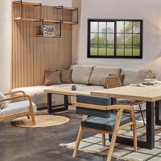 Dekoracyjny panel akustyczny z naturalnego i czarnego drewna, 60 x 2,2 x 120 cm | dźwięk akustyczny