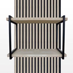 Dekoracyjny panel akustyczny z naturalnego i czarnego drewna, 60 x 2,2 x 120 cm | dźwięk akustyczny