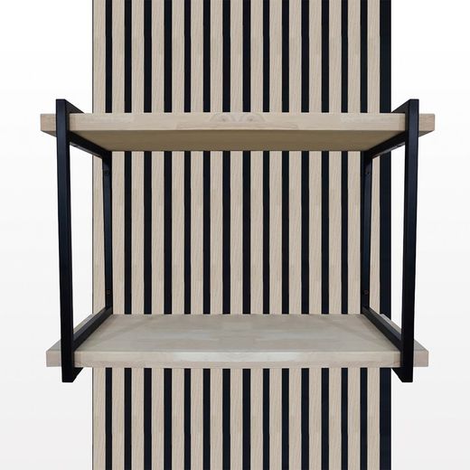 Dekoracyjny panel akustyczny z naturalnego i czarnego drewna, 60 x 2,2 x 120 cm | dźwięk akustyczny