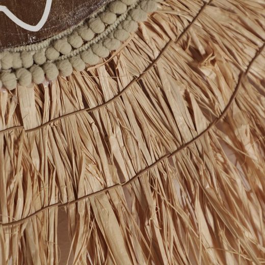 Decorative panel made of natural fibers and wood in natural and brown colors, 61 x 1 x 61 cm | Kasses