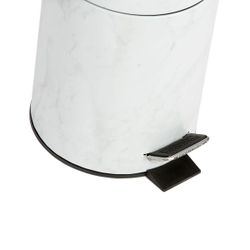 Papelera de baño con pedal de metal en blanco veteado, 23 x 17,5 x 25 cm | Metal
