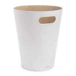 White and natural beech bin, Ø 23 x 28 cm | Woodrow