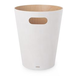 White and natural beech bin, Ø 23 x 28 cm | Woodrow