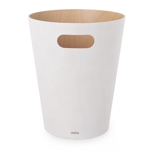 White and natural beech bin, Ø 23 x 28 cm | Woodrow