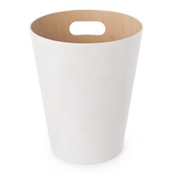 White and natural beech bin, Ø 23 x 28 cm | Woodrow