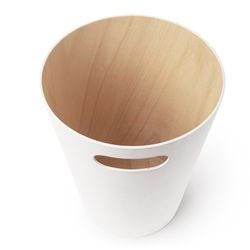 White and natural beech bin, Ø 23 x 28 cm | Woodrow
