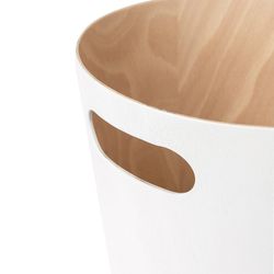 White and natural beech bin, Ø 23 x 28 cm | Woodrow