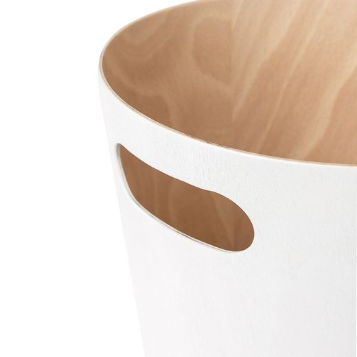 White and natural beech bin, Ø 23 x 28 cm | Woodrow