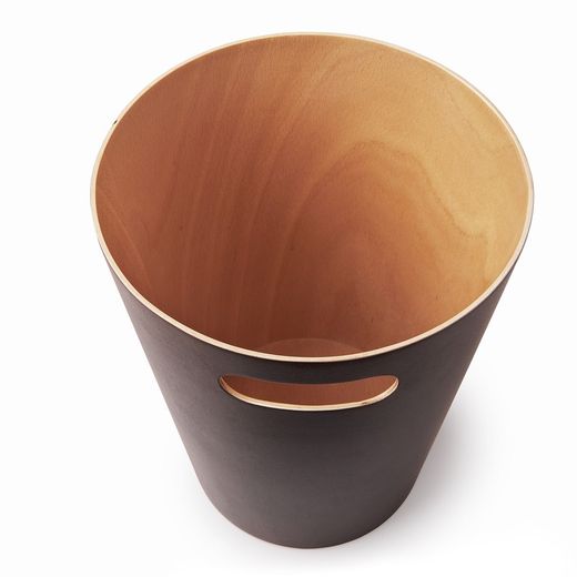 Beech bin in brown and natural, Ø 23 x 28 cm | Woodrow