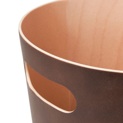 Beech bin in brown and natural, Ø 23 x 28 cm | Woodrow