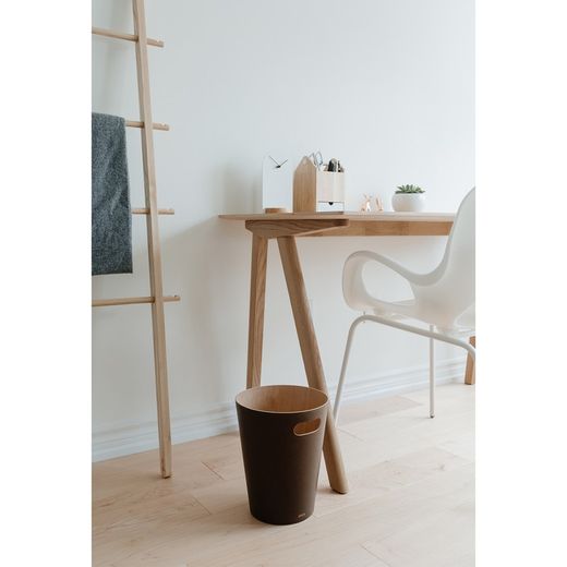 Beech bin in brown and natural, Ø 23 x 28 cm | Woodrow