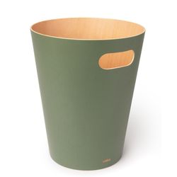 Green and natural beech bin, Ø 23 x 28 cm | Woodrow