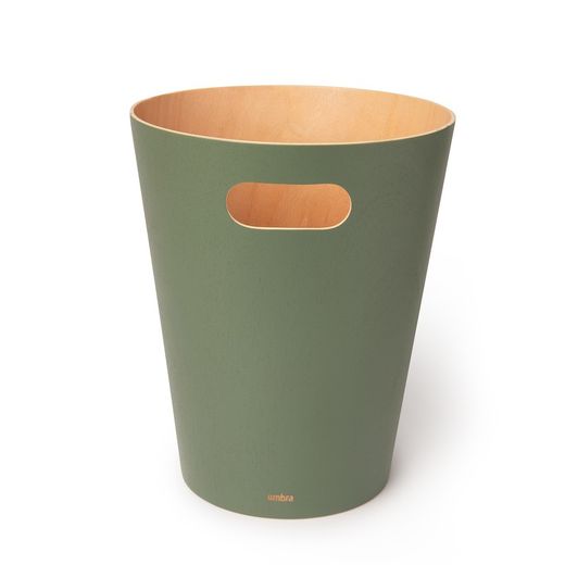 Green and natural beech bin, Ø 23 x 28 cm | Woodrow